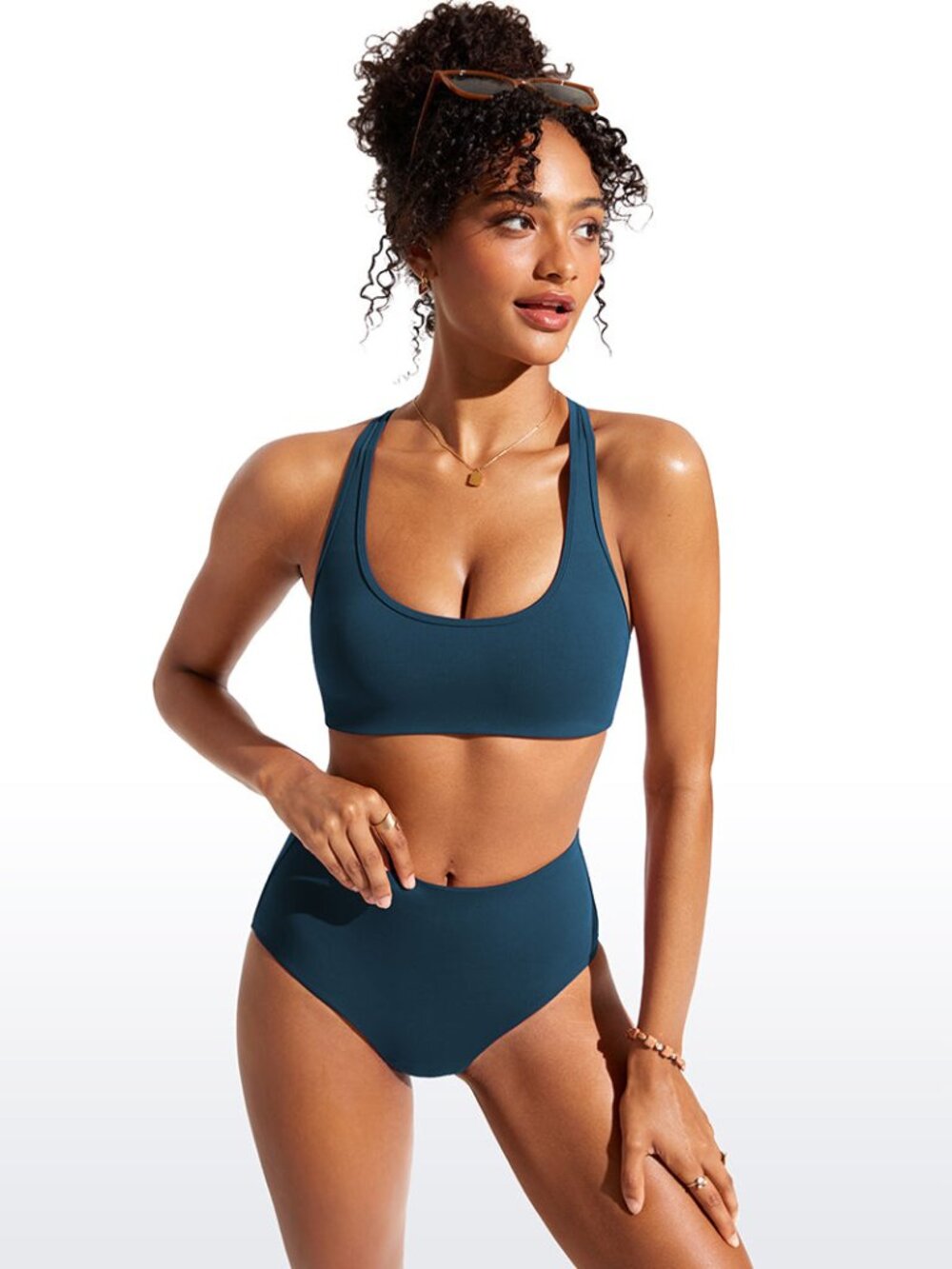 CRZ YOGA Teal Blue Bikini swimsuit top